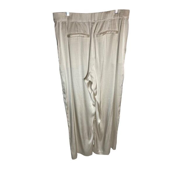Abercrombie High Waisted Champagne Satin Solane Wide Leg Trouser Pant-sz 33 - Picture 12 of 13